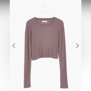NWT Madewell Fine Ribbed Supercrop Crewneck Long Sleeved Tee XS